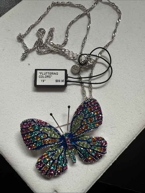 Fifth Avenue Jewelry - Multicolor Crystal Butterfly Necklace - Fluttering Colors